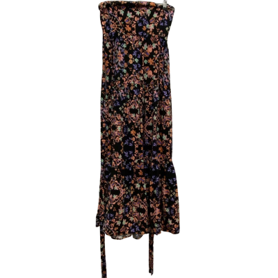  BNWT Womens  Size 12 Maxi Skirt Black / Floral / Purple 
