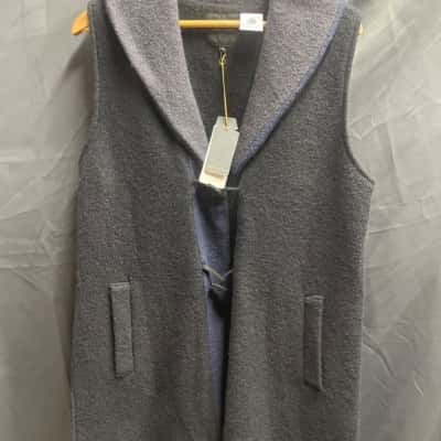 Marco Polo Womens Size M Black/Blue Sleeveless Wool Jacket/Cardy