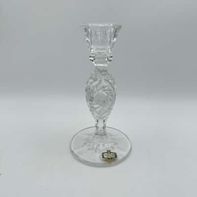 Vintage Kristal Zajecar Crystal Taper Candlestick Holder