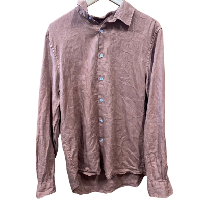 Assembly Label Brunt Orange 100% Linen Shirt Size S