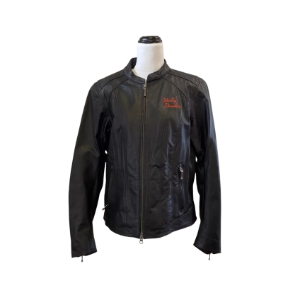 Harley Davidson Womens  Size L Biker Jacket / Leather Jacket Black  