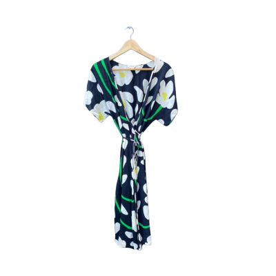 Gorman Size 6 Wrap Dress Black/Floral/Multicoloured/Pattern/White 