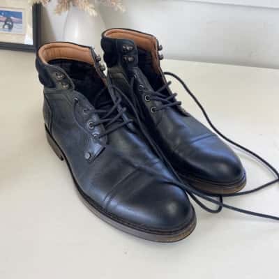 Rodd & Gunn Black Leather Dunedin Military Boots  Size 42 