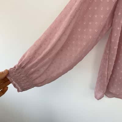 Katies Raspberry Bloom Wall Blush Smocked Shoulder Top  Size 14 