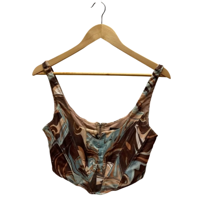 White Fox Womens  Size L Blue & Brown T