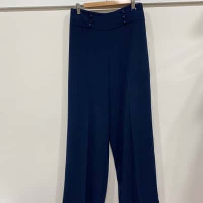  Mado et les Autres / Review Womens  Size 8 Wide Leg Pants Navy Blue 