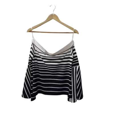 Carla Zampatti Women's Size 8 Off-the-shoulder Top Black  / Cream / Striped 