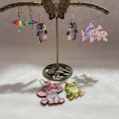  Super Cute Fun Acrylic Costume Jewellery 4 Pair Earring Pack 
