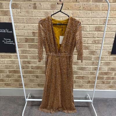 The East Order Womens billie midi dress mustard Size S 