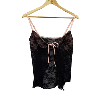 Tiger Mist Womens Melanie Top Lace Size XL Black  / Pink  