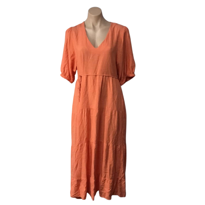 Jeanswest Womens Size 12 Orange Short Sleeve Maxi Dress