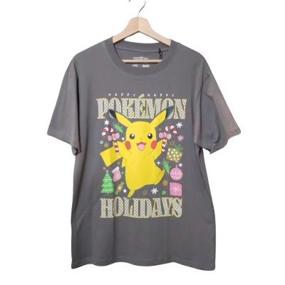 Zing Pop Culture Size L Grey Pokémon Christmas T-Shirt