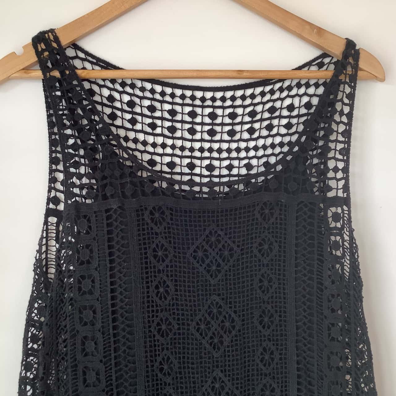 Ralph Lauren. Black Crochet Fringe Dress Size M (s)