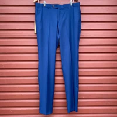  Wolf Kanat Mens Size 34 Blue Wool Blend Travel Trousers