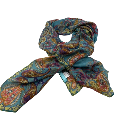 Blue Illusion Womens Scarf Green / Multicoloured 100% Silk 