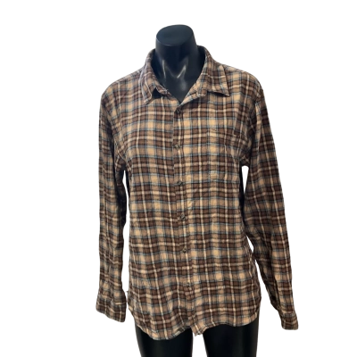 Rusty Mens  Size S Long Sleeve Top Brown / Checked 