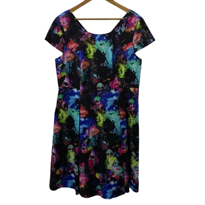 Table Eight Womens  Size 16 Midi Dress Black  / Multicoloured 