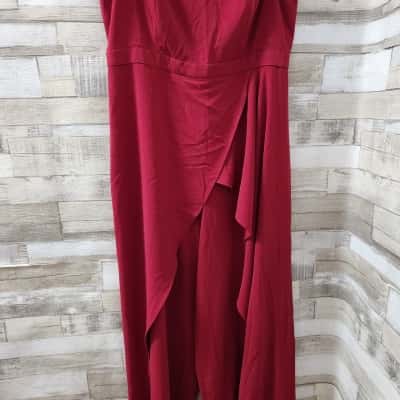 City Chic Womens Size S Strapless Crimson Jumpsuit 