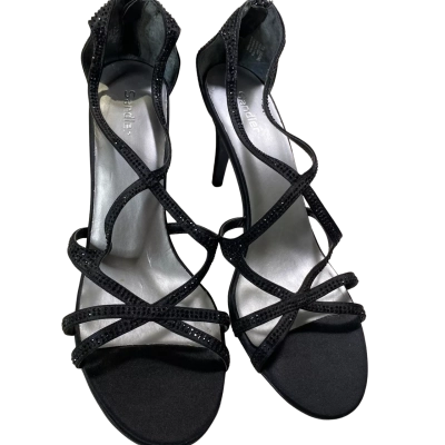 Sandler Womens  Size 11.5 Sandler Marcy heels feature black rhinestone-encrusted straps and a sleek stiletto heel.