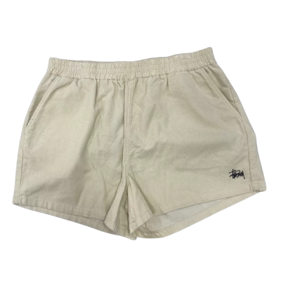 Brand New - Stussy - Womens 100% Cotton Stock Cord Shorts - Size 14 - Off White (RRP $79.95)