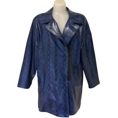Motto.  Cobalt Snake Print Polyurethane Lined Jacket.  Size 12 