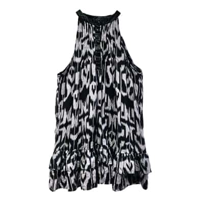 Bardōt, Women’s Size 8, Halter-Neck, Black / Grey Pattern, Sleeveless Top