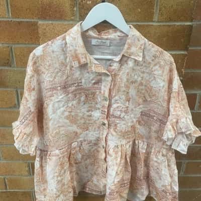  Womens Free Angel 100% Pure Linen Top One Size 