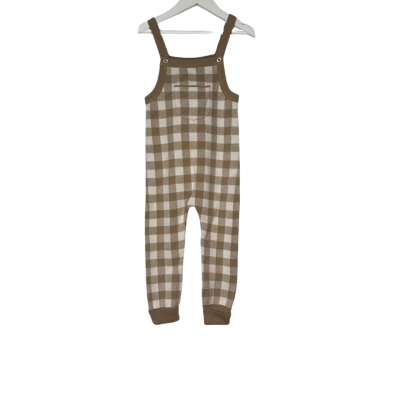 Kynababy knitted overalls- Size 18-24m / 2y Beige/white checked 