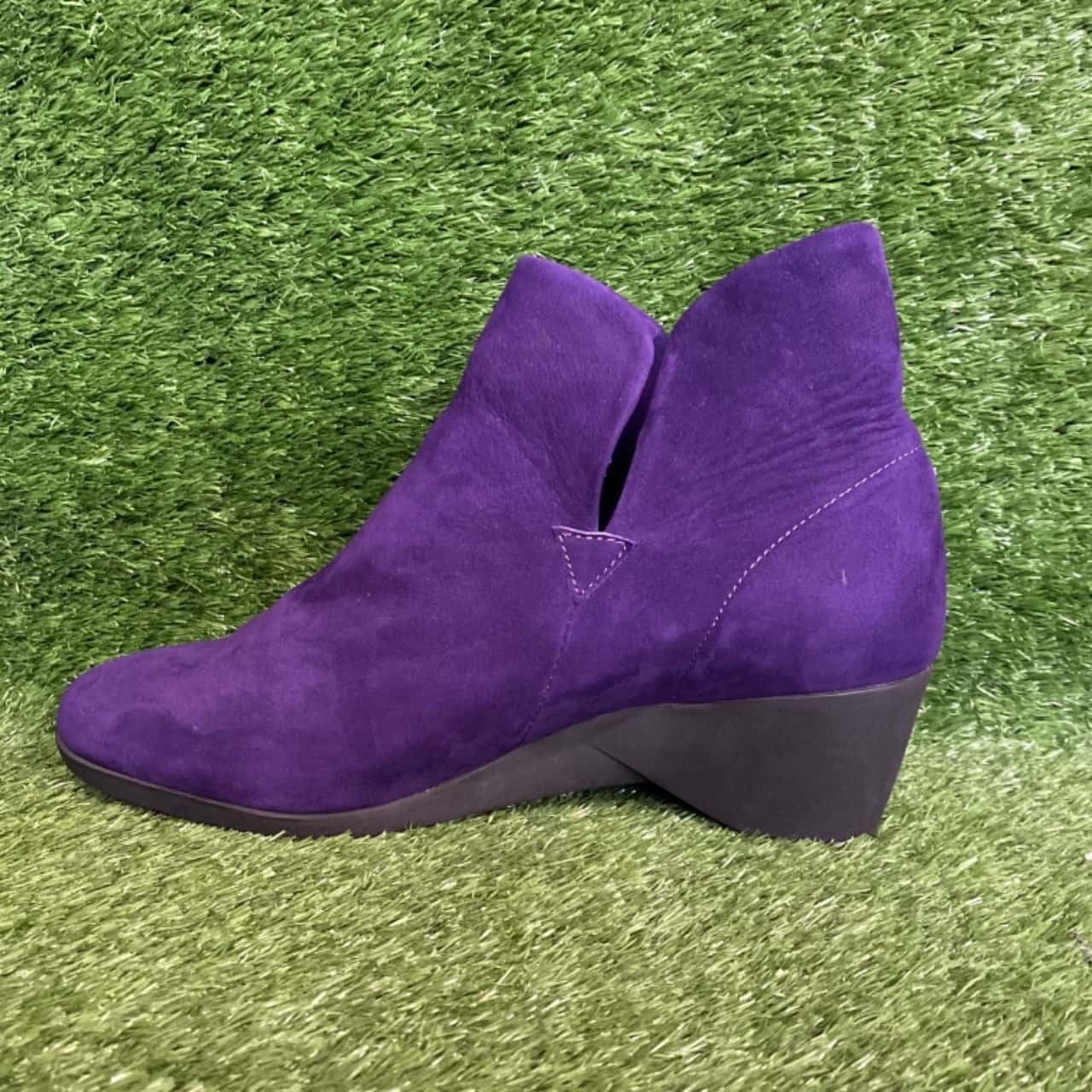 purple wedge boots