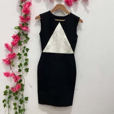 Oxford Womens Ponti Shift Mini Dress Size 6 Black  / White 