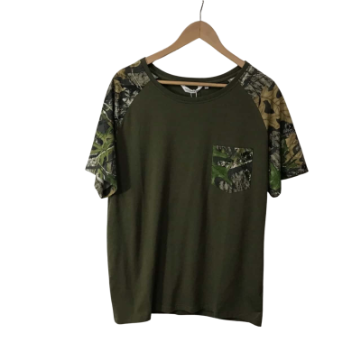 Treeland Mens Size 2XL Olive Green / Camo Short Sleeve  T-shirt
