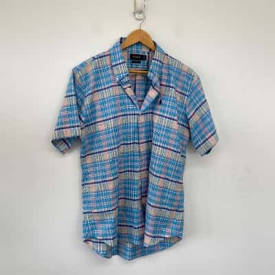 Polo Ralph Lauren Blue Checked Short Sleeve Shirt Size 16 