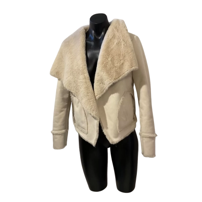 Forever New Womens  Size 12 Fleece Jacket Cream 