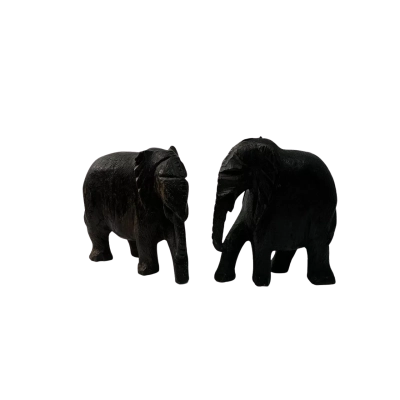 Vintage African-Style Carved Elephants