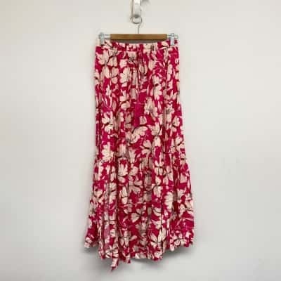 New U Collection Pink Floral Maxi Skirt  Size 8 