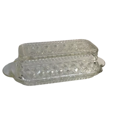 Vintage Butter Dish Pressed Glass 