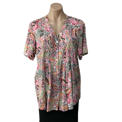 Fella Hamilton Womens Size 12 Multicoloured Pattern Short Sleeve Shirtshort