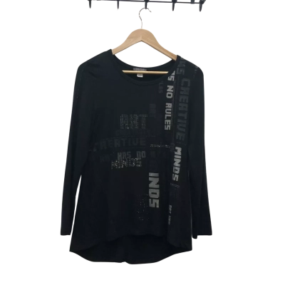 Dolcezza Womens  Size XS Long Sleeve Top Black  