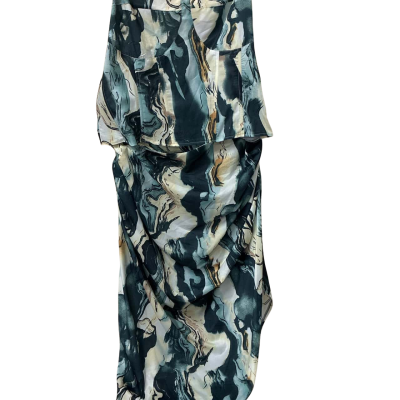 Pretty Little Thing Womens  Size 18 Asymmetrical Hemline Skirt / Midi Skirt Blue / Cream / Green 
