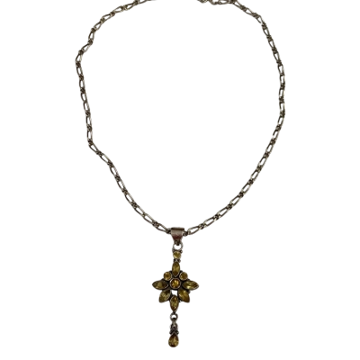  Womens Necklace  with Pendant and Yellow Stones Silver 925
