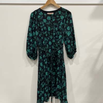 Review Womens  Size 14 Midi Dress Black  / Green 