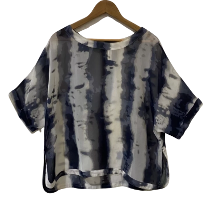 Conchita Womens  Size L Short Sleeve Top Navy Blue / Off White 