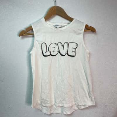Decjuba Kids Size S Sleeveless T-Shirt White 