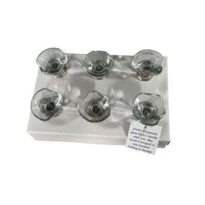 Artistic Handmade Clear Glass Knobs x 6