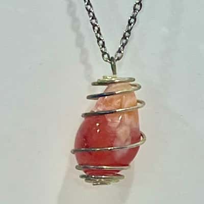 Vintage Gemstone in Spiral Pendant & Necklace 