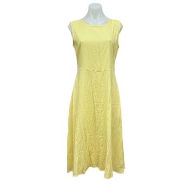 Noni B Womens Linen Mix Size 10 Midi Dress Lemon Meringue Yellow 
