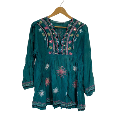  Rebecca Thompson Womens  Size 4 Green 70% cotton & 30% viscose top