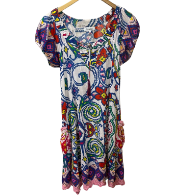 Naudic Womens Multicolored Patterned Dress Size Small