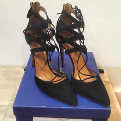 Aquazzura Firenze Womens  Size 41 Suede Heels Black  