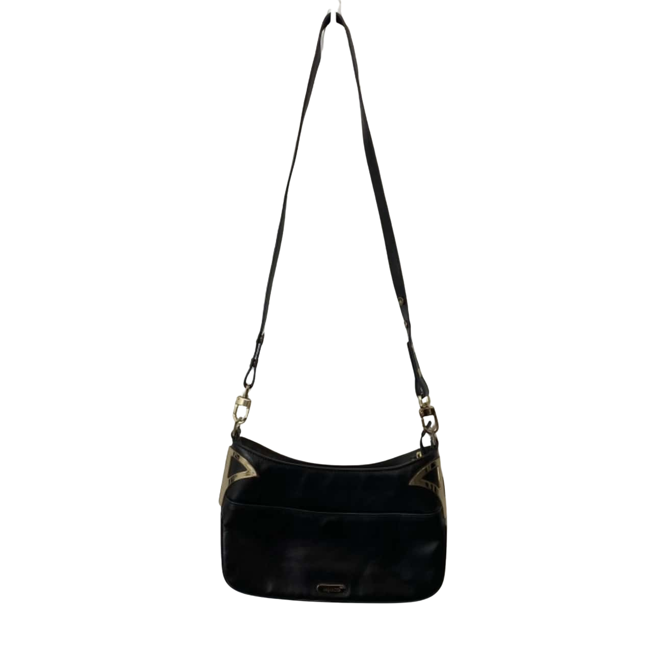 Mimco Womens Cross Body Leather Bag Black / Gold (s)